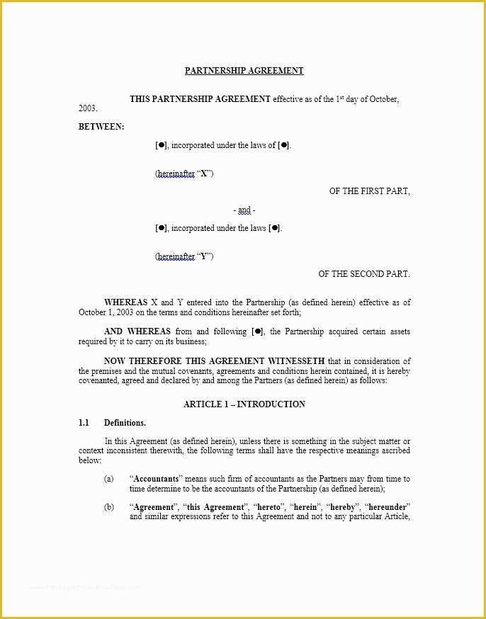 Business Contract Template Free Of 40 Free Partnership Agreement Templates Business