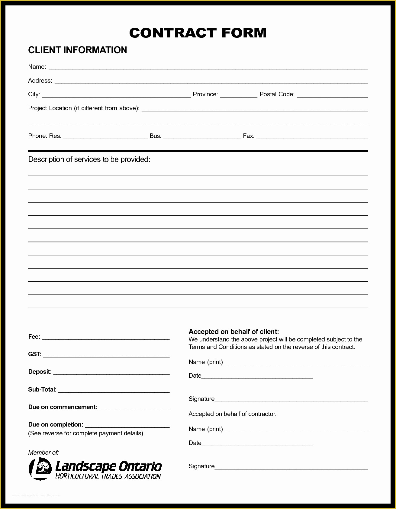 Business Contract Template Free Of Blank Contract Example Mughals