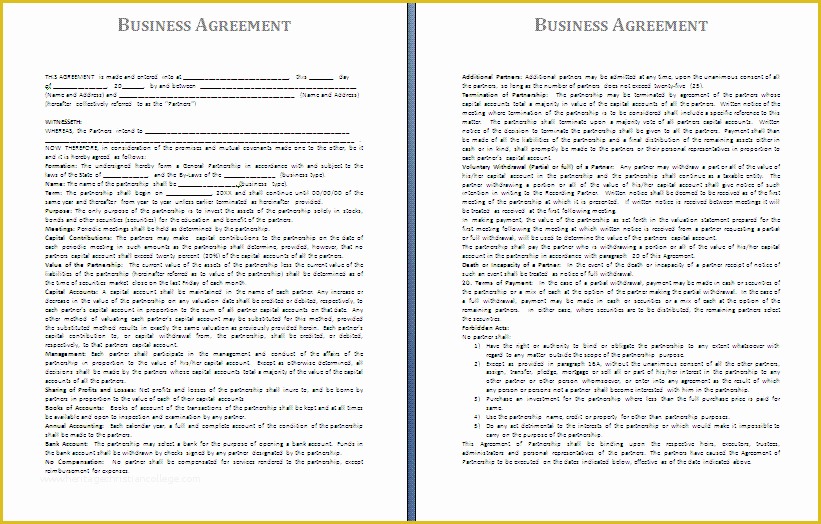 Business Contract Template Free Of Business Agreement Template