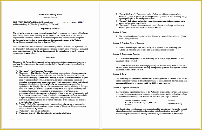 Business Contract Template Free Of Business Contract Templates 8 Free Samples Microsoft
