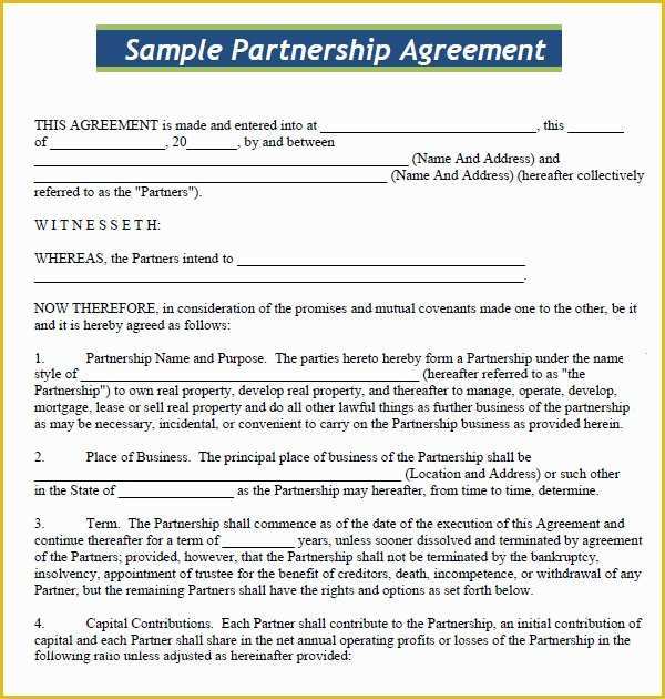 Business Contract Template Free Of Business Partnership Agreement 9 Download Documents In