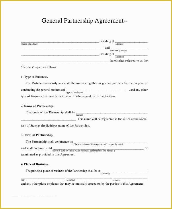 Business Contract Template Free Of General Partnership Agreement 9 Free Pdf Word