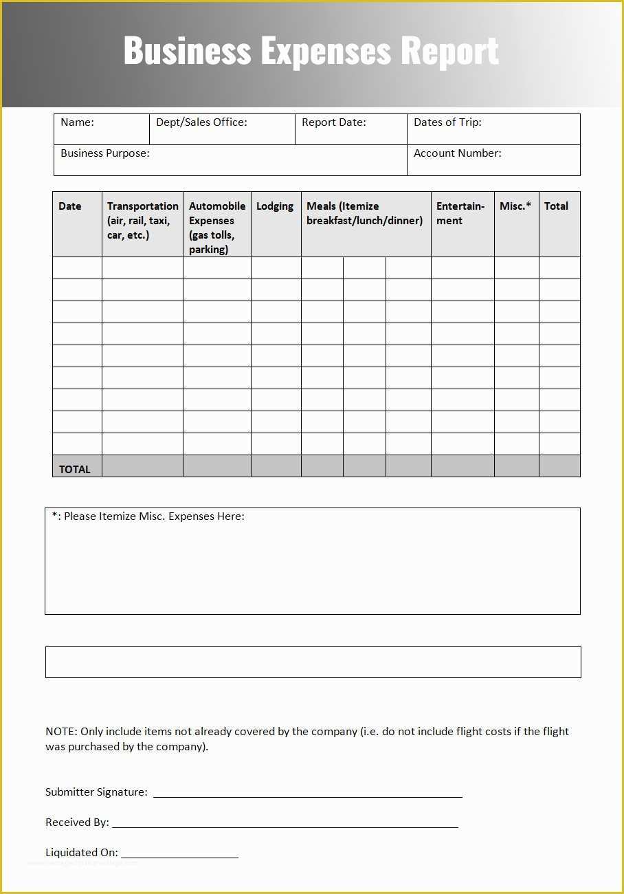 Business Expense Report Template Free Of 8 Expenses Report Template Free Word Excel formats