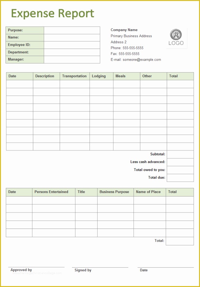Business Expense Report Template Free Of Business Expense Report