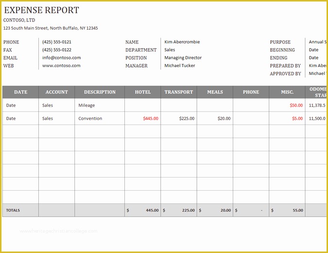 Business Expense Report Template Free Of Business Expense Report