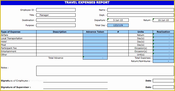 Business Expense Report Template Free Of Excel Template Expense Report