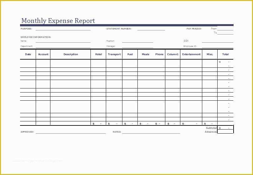 Business Expense Report Template Free Of Expense Report Template Excel