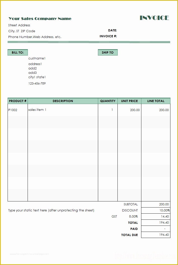 Business Invoice Template Free Of Construction Invoice Template