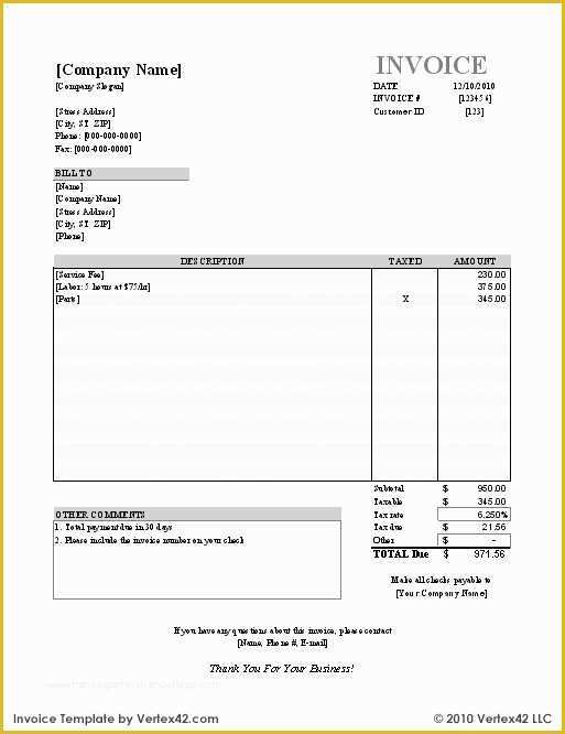 Business Invoice Template Free Of Free Small Business Labor Invoices Invoice