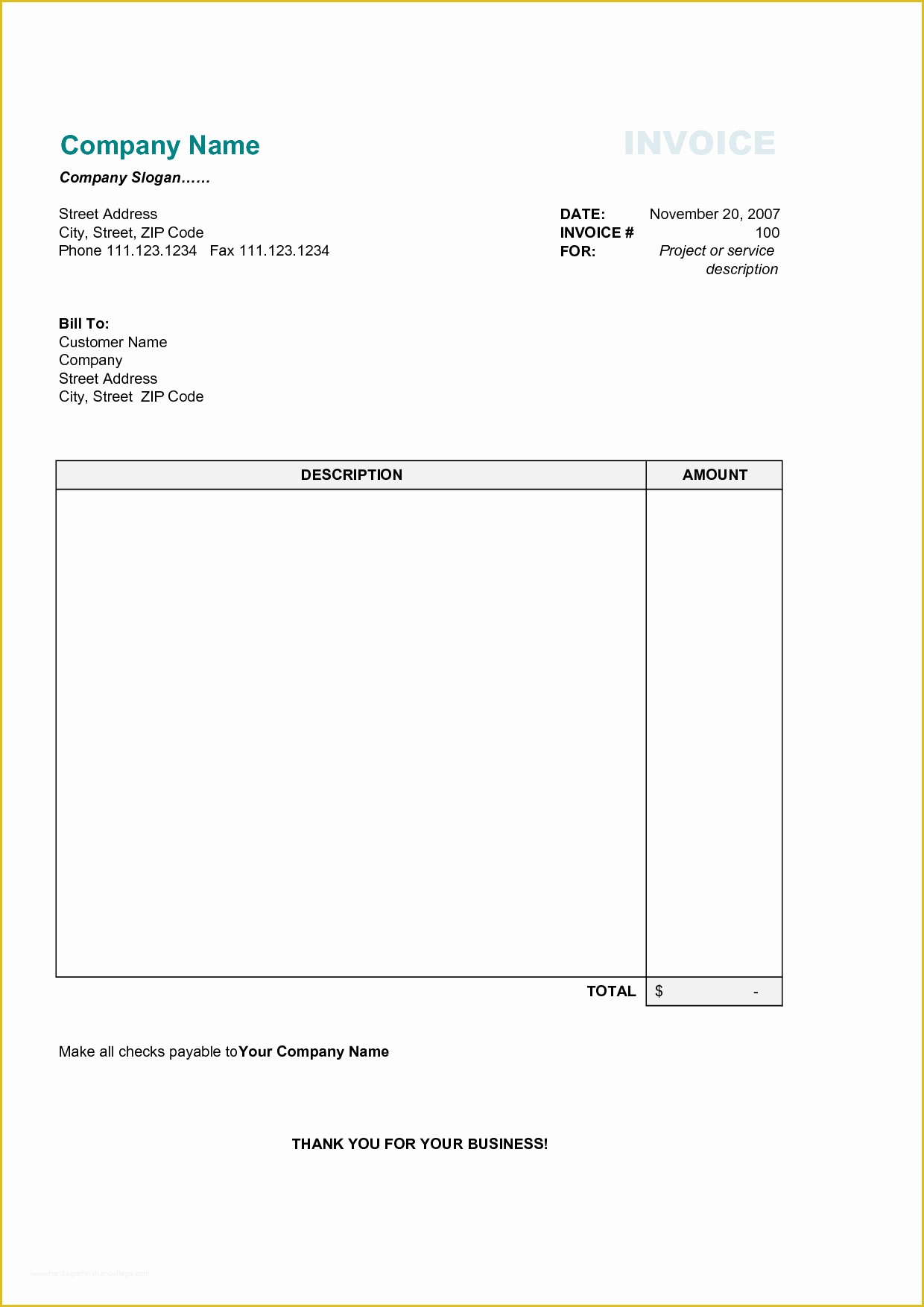 Business Invoice Template Free Of Invoice Template Category Page 1 Efoza
