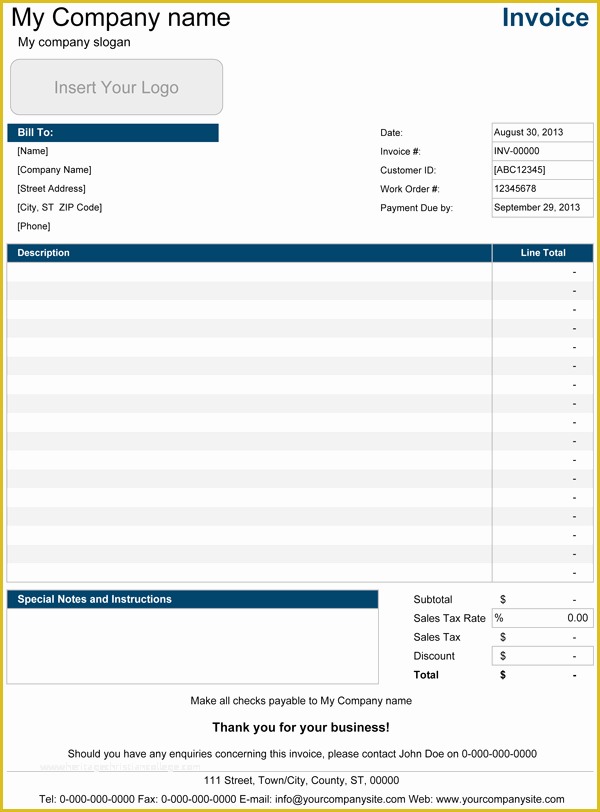 Business Invoice Template Free Of Service Invoice Templates for Excel
