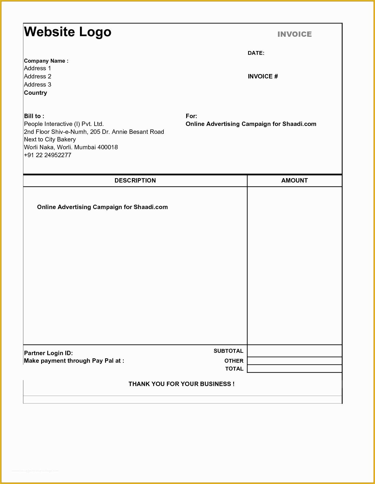 Business Invoice Template Free Of Simple Invoices Templates Invoice Template Ideas