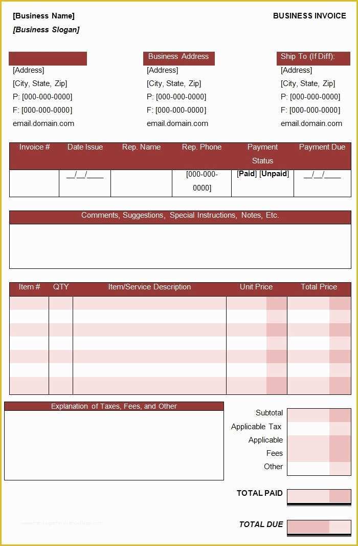 Business Invoice Template Free Of Word Invoice Template Invoice Templates