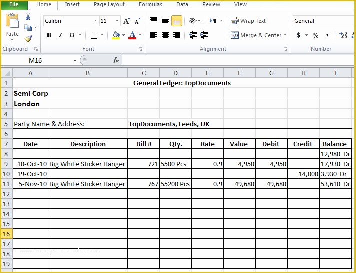 Business Ledger Template Excel Free Of General Ledger format In Excel Free Download