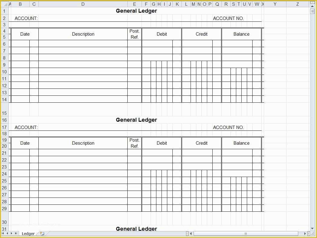 Business Ledger Template Excel Free Of General Ledger Spreadsheet