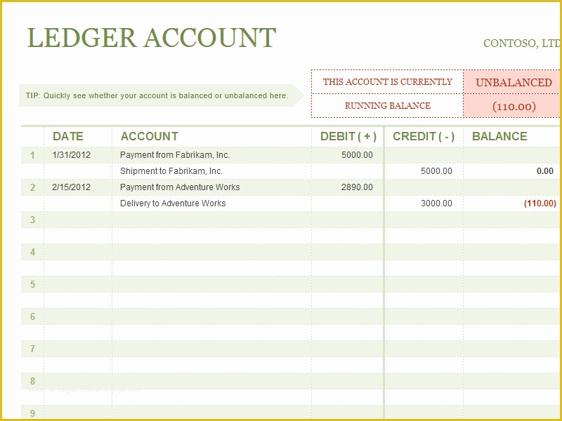 Business Ledger Template Excel Free Of Monthly Pay Ledger Template In Excel format
