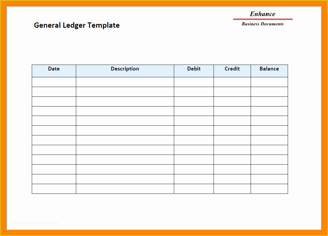 Business Ledger Template Free Of 10 Free General Ledger form