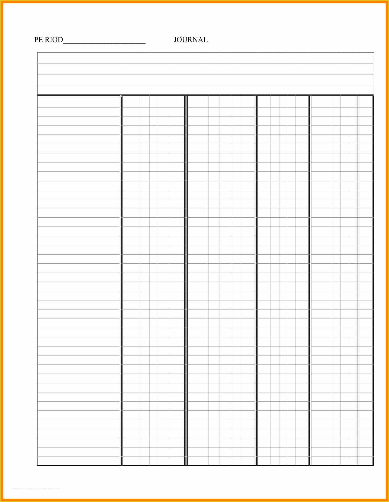 Blank Ledger Template Free