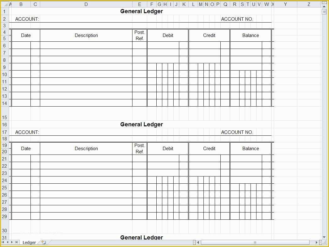 Business Ledger Template Free Of General Ledger