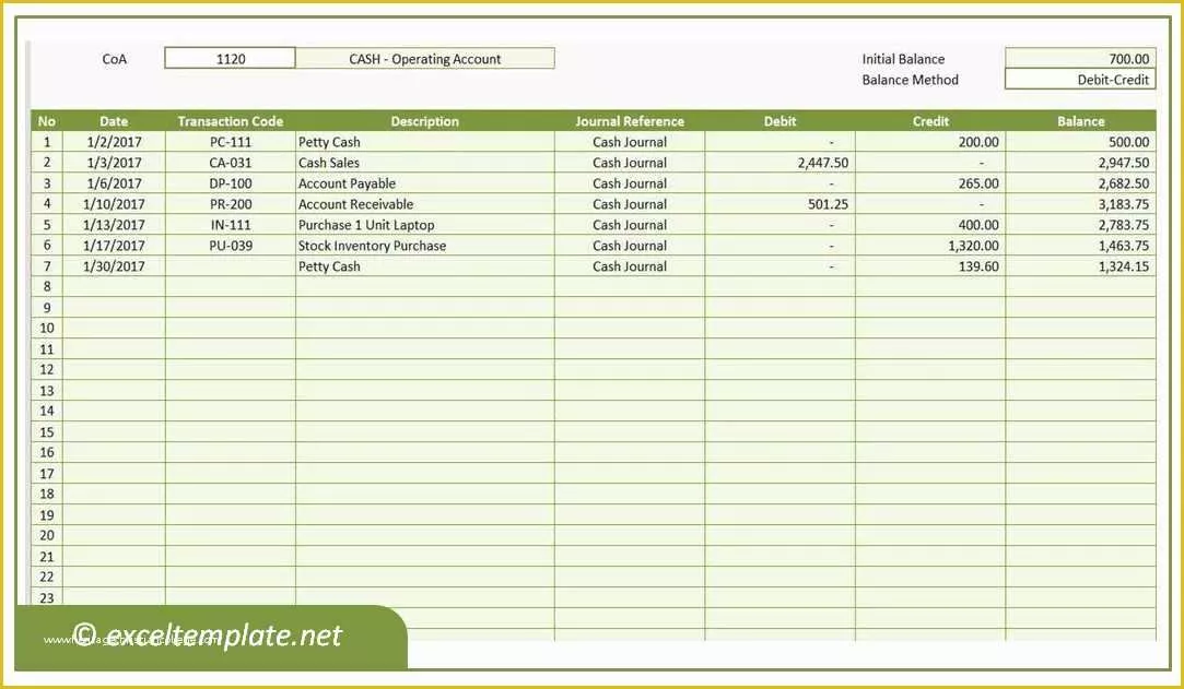 Business Ledger Template Free Of General Ledger