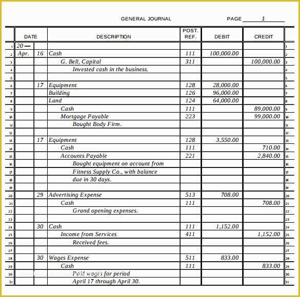 Business Ledger Template Free Of General Ledger Template 9 Download Free Documents In