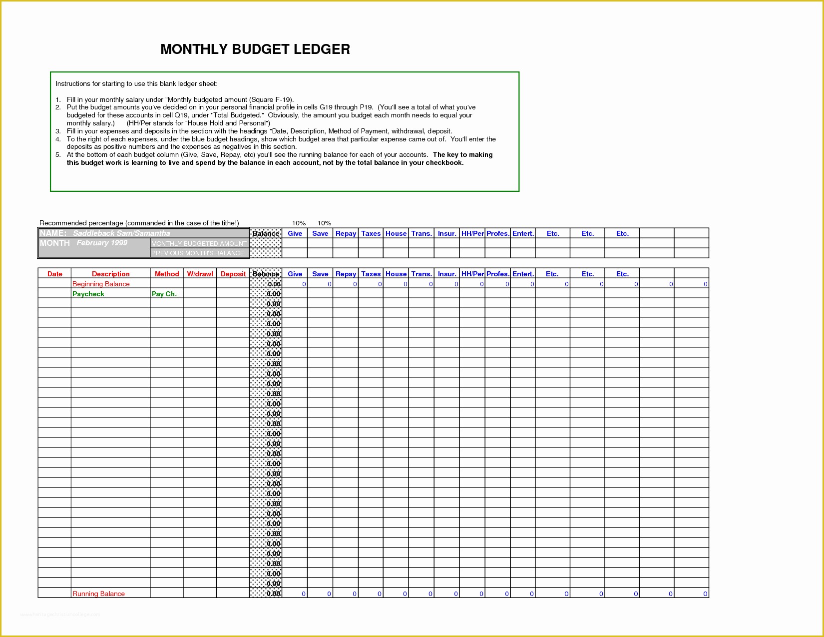 Business Ledger Template Free Of General Ledger Template