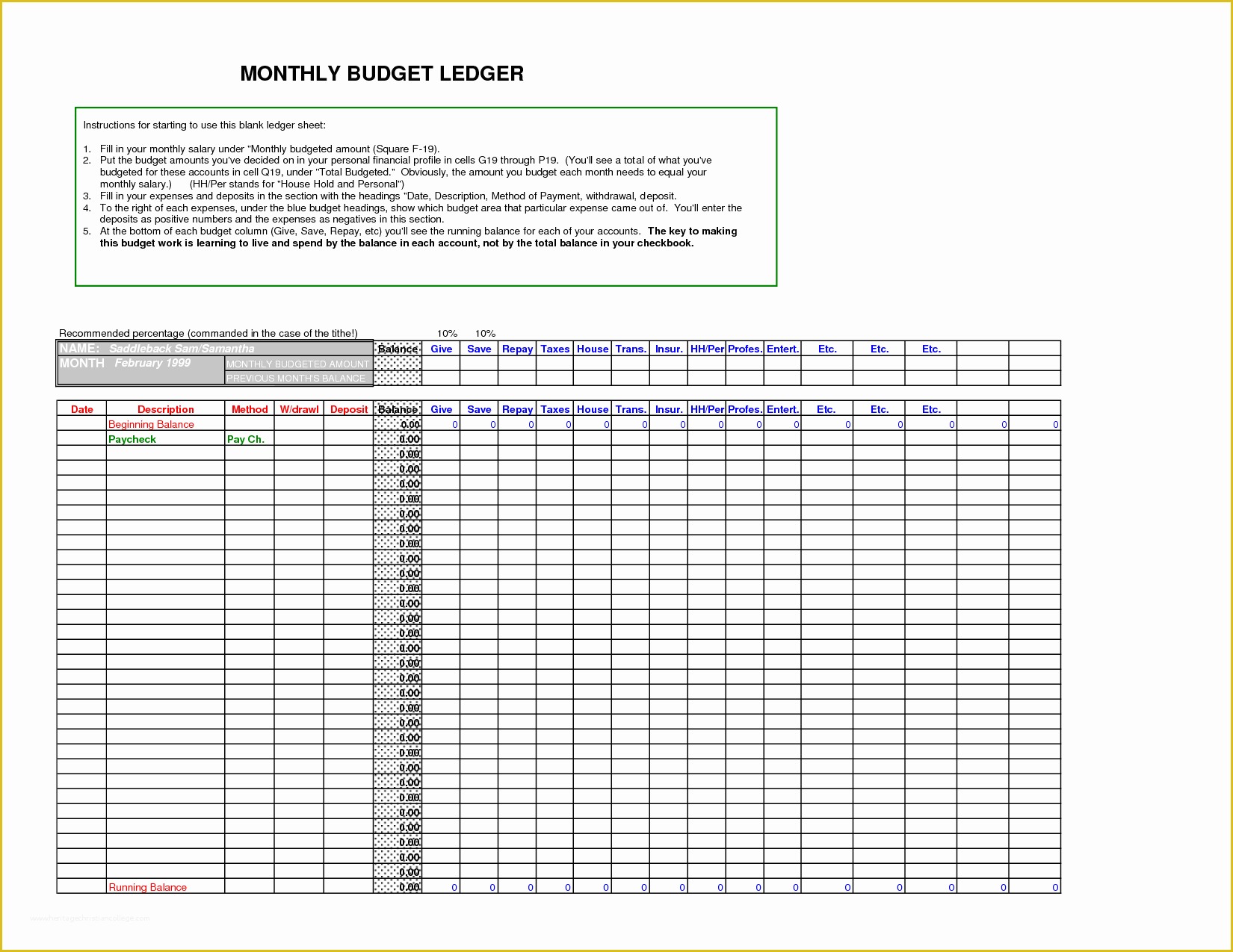 Business Ledger Template Free Of General Ledger Template