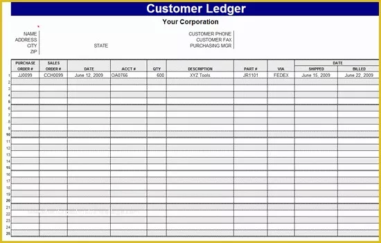 Business Ledger Template Free Of General Ledger Template