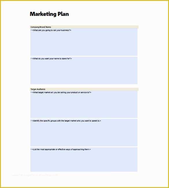 Business Marketing Plan Template Free Of 9 Small Business Marketing Plan Templates Doc Pdf