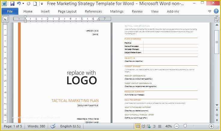 Business Marketing Plan Template Free Of Free Marketing Strategy Template for Word