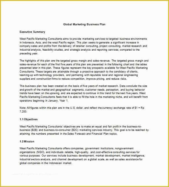 Business Marketing Plan Template Free Of Marketing Business Plan Template 9 Free Word Excel