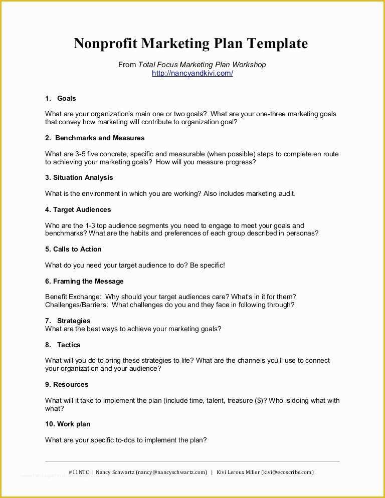 Business Marketing Plan Template Free Of Nonprofit Marketing Plan Template Summary