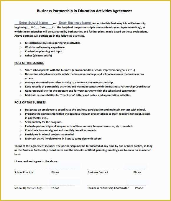 Business Partnership Agreement Template Free Of 10 Sample Business Partnership Agreements