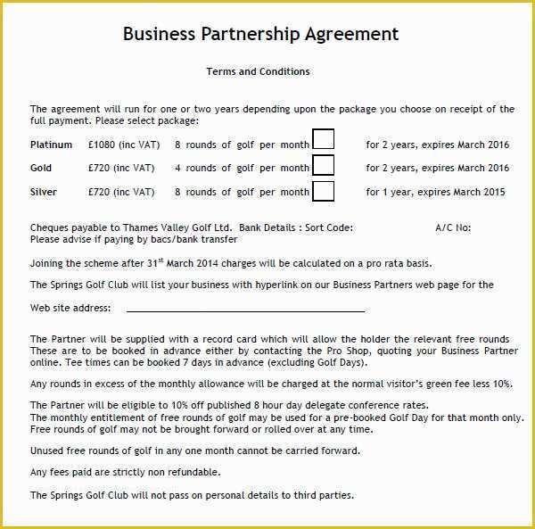 Business Partnership Agreement Template Free Of 11 Sample Business Partnership Agreement Templates to