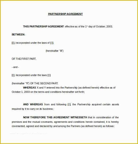 Business Partnership Agreement Template Free Of 18 Partnership Agreement Templates – Free Sample Example