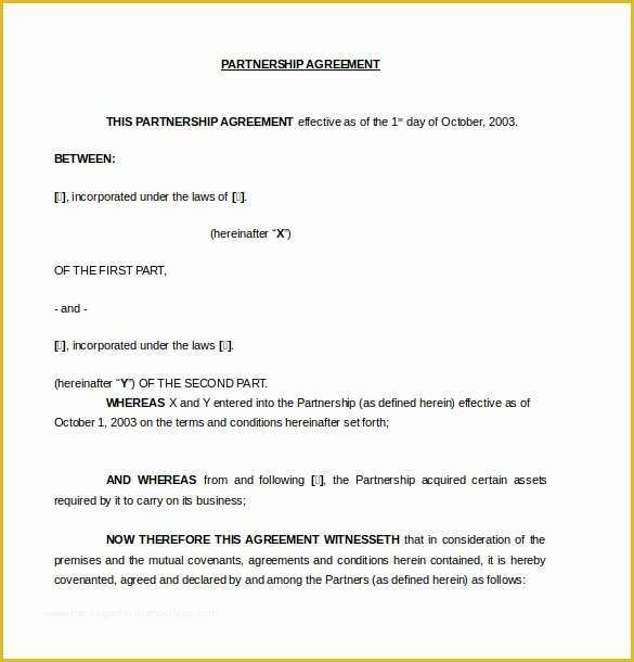 Business Partnership Agreement Template Free Of 18 Partnership Agreement Templates – Free Sample Example