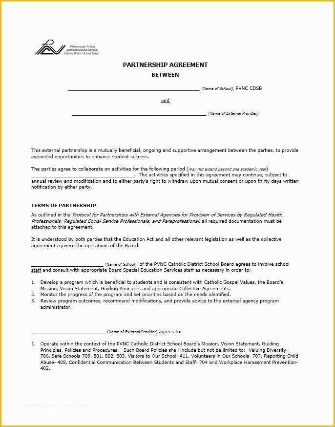 Business Partnership Agreement Template Free Of 40 Free Partnership Agreement Templates Business General