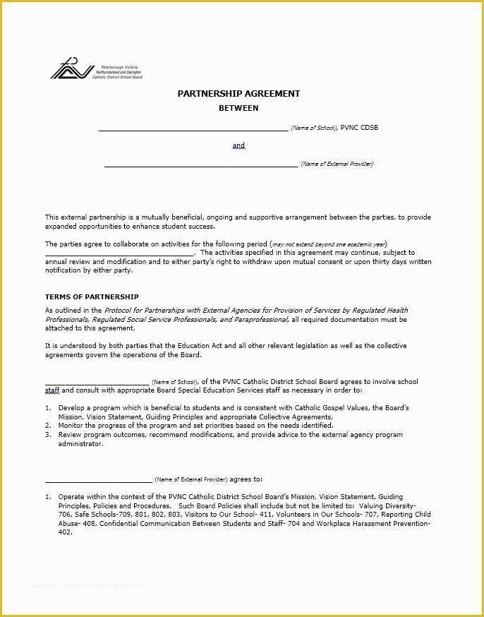 Business Partnership Agreement Template Free Of 40 Free Partnership Agreement Templates Business