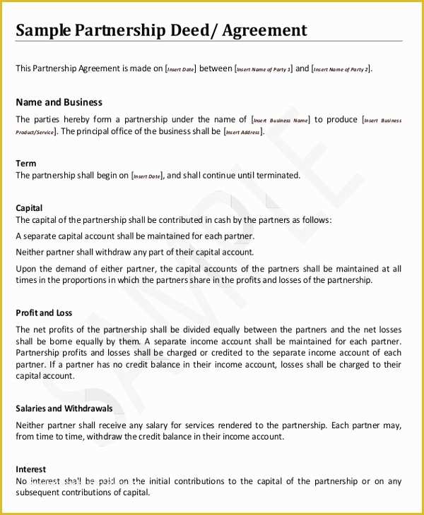 Business Partnership Agreement Template Free Of 8 Agreement Templates & Samples Word Pdf