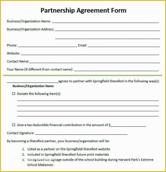 Business Partnership Agreement Template Free Of 8 Sample Partnership Agreements