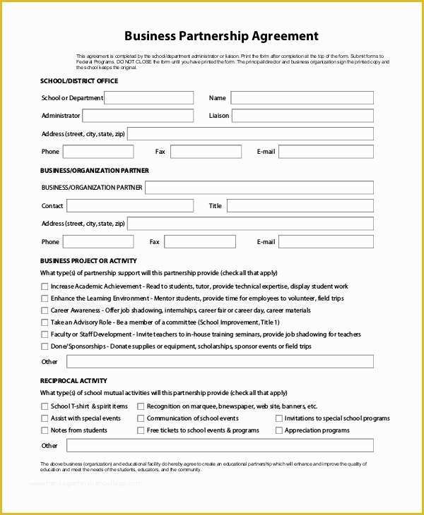 Business Partnership Agreement Template Free Of 9 Sample Partnership Agreements