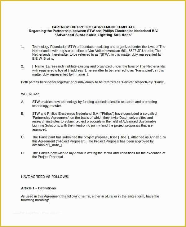 Business Partnership Agreement Template Free Of Business Partnership Agreement 8 Free Pdf Word