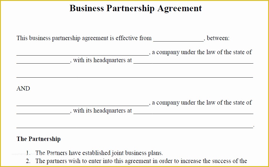 Business Partnership Agreement Template Free Of Legal Agreements &amp; Contracts Templates