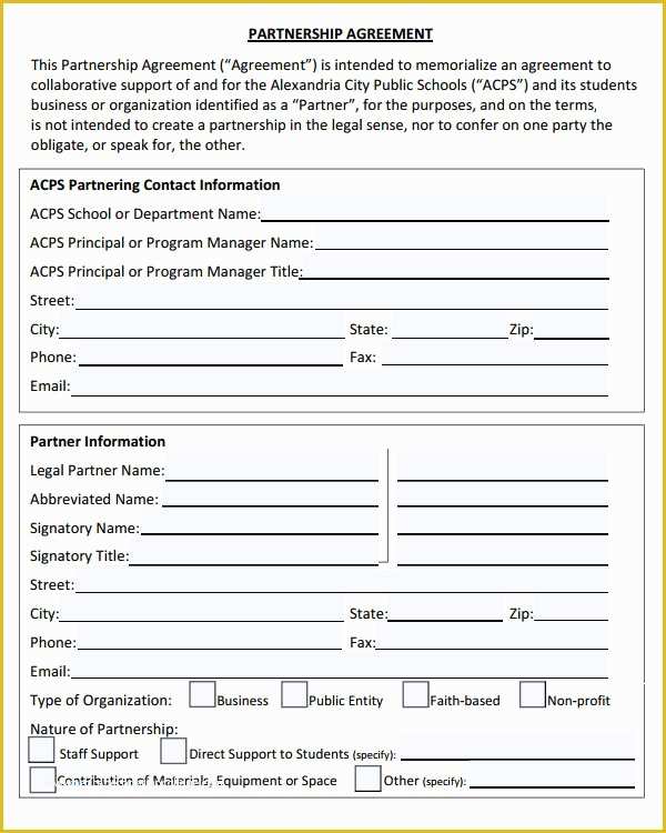 Business Partnership Agreement Template Free Of Partnership Agreement 9 Free Pdf Doc Download