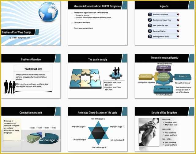 Business Plan Powerpoint Template Free Of Powerpoint Business Plan Wave Design