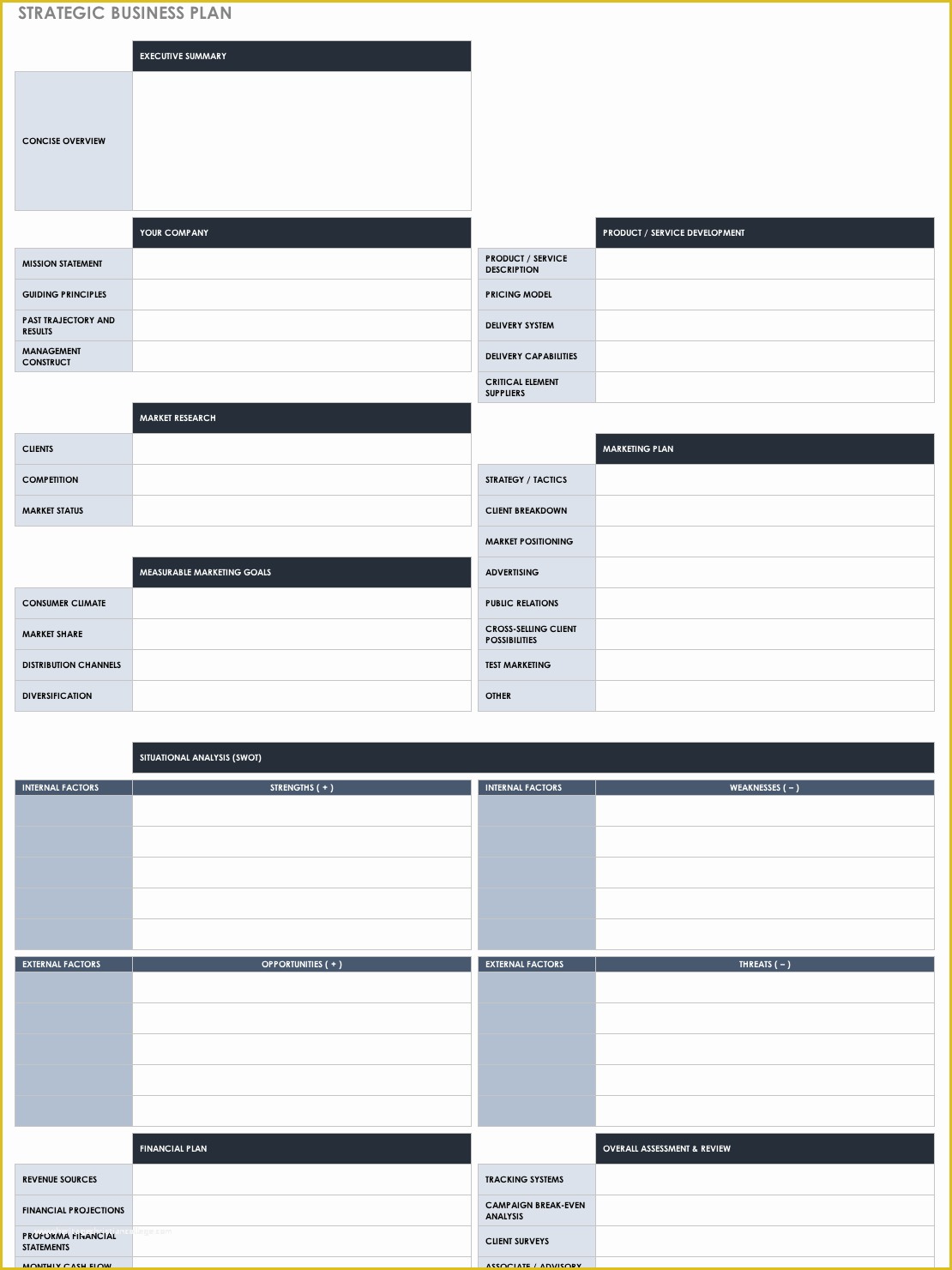 Business Plan Template Free Of Free Strategic Planning Templates