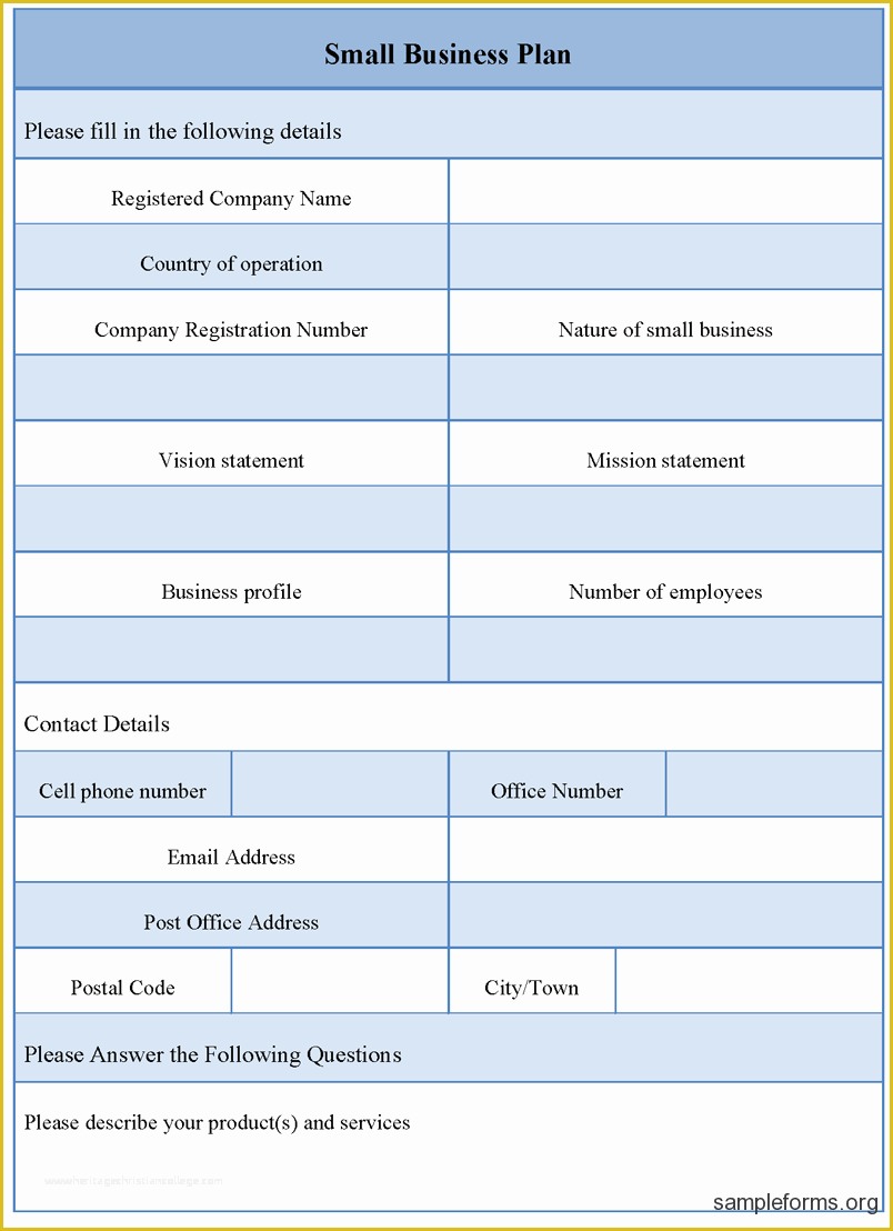 Business Plan Template Free Of Small Business Plan Templates