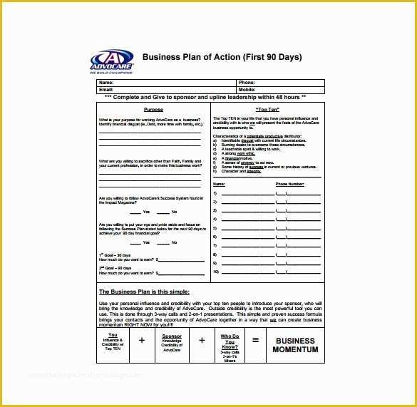 Business Plan Template Pdf Free Download Of 18 90 Day Plan Templates Doc Pdf