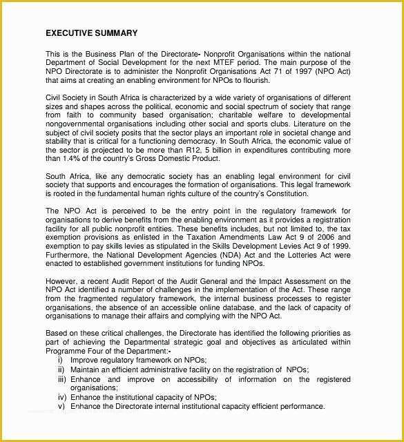 Business Proposal Template Doc Free Download Of Npo Business Plan Template