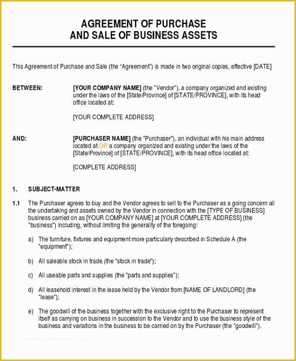 Business Sale Agreement Template Free Of 28 Business Agreement forms
